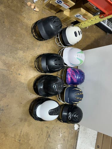 Nine Baseball/ Softball Batting Helmets w/ Masks