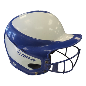 Used RIP-IT ROY/WHT M/L 6 1/2 - 7 3/8 Batting Helmet w/Mask Royal Blue And White MD 11862-S000093093