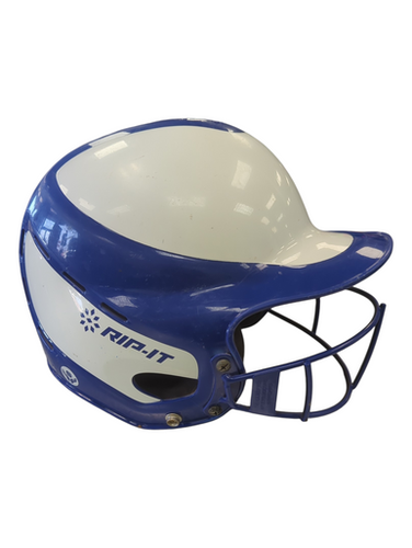 Used RIP-IT ROY/WHT M/L 6 1/2 - 7 3/8 Batting Helmet w/Mask Royal Blue And White MD 11862-S000093093