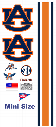 Auburn Tigers mini Size football helmet vinyl decals 8 Mil Convex Gear wrap