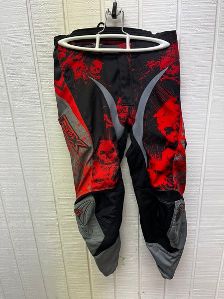Fox Racing Pants Youth Sz 12-14 28” Waist Kids Red/Black/Gray Nylon Sportswear
