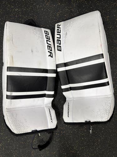 Used Bauer PRODIGY Goalie Leg Pads Junior White 22" 11337-S000480270