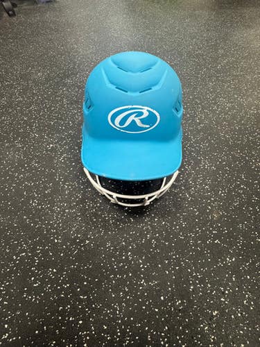 Used Rawlings CFBH Batting Helmet w/Mask Carolina Blue One Size 11849-S000037411