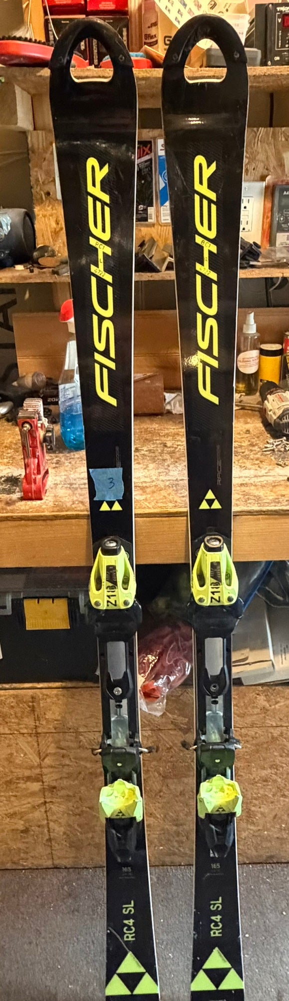 Men's 2023 Fischer 165 cm RC4 World Cup SL Skis With Bindings Max