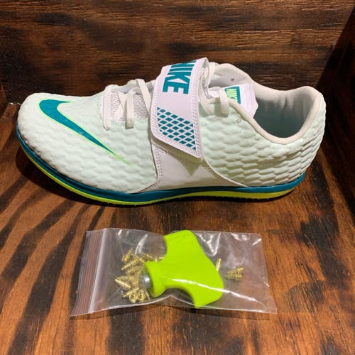 Nike High Jump Elite Spikes White Bright Spruce FZ9636-100 Men’s Size 9.5