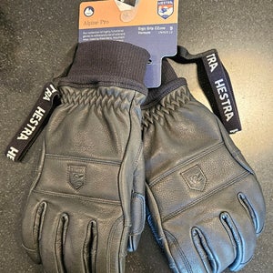 (NEW) Hestra Ergo Grip Vernum 5-Finger Alpine Pro Unisex Ski Gloves - Black - 9