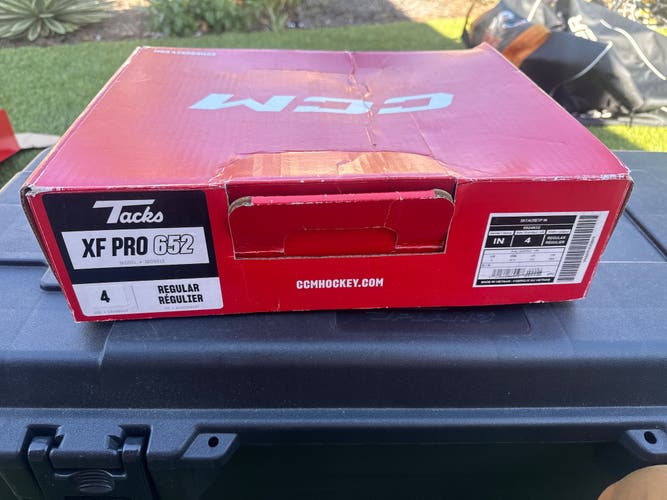 Black/White 2024 CCM Tacks XF Pro Hockey Skates Regular Width Size 4 (Used)