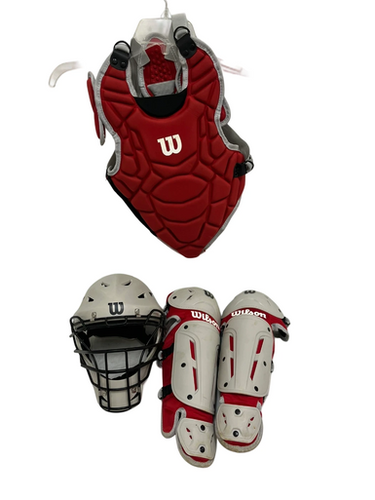 Used Wilson EZ GEAR S-M Catchers Helmet w/Mask Grey And Red S/M 11692-S000147141