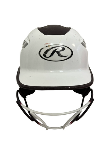 Used Rawlings R16S Batting Helmet w/Mask White And Maroon One Size 11692-S000147167