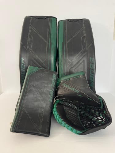 Used Senior Medium Bauer Mach Regular Hand Pro Stock Goalie Full Set - Black/Green