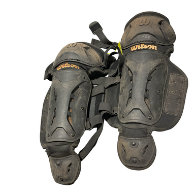 Used Wilson CATCHER SHINGUARDS Catchers Leg Guards Black Youth 11834-S000047448