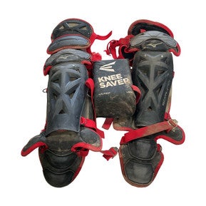 Used Mizuno SAMURAI Catchers Leg Guards Red Youth 11859-S000028864