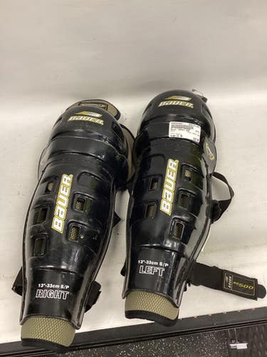 Used Bauer IMPACT 500 Intermediate Shin Guards Black 13" 11851-S000043807