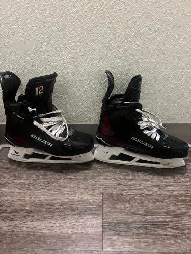 Red 2024 Bauer Supreme Shadow Hockey Skates Regular Width Pro Stock 8 (Used)