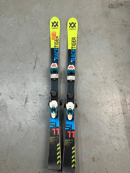 Used Kid's Volkl Racetiger SL 138 cm Racing Skis With Bindings