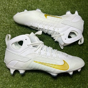 Size 6.5 and 11 Nike Huarache 9 Elite Mid Mens Lacrosse LAX Cleats White Gold FD0088-100