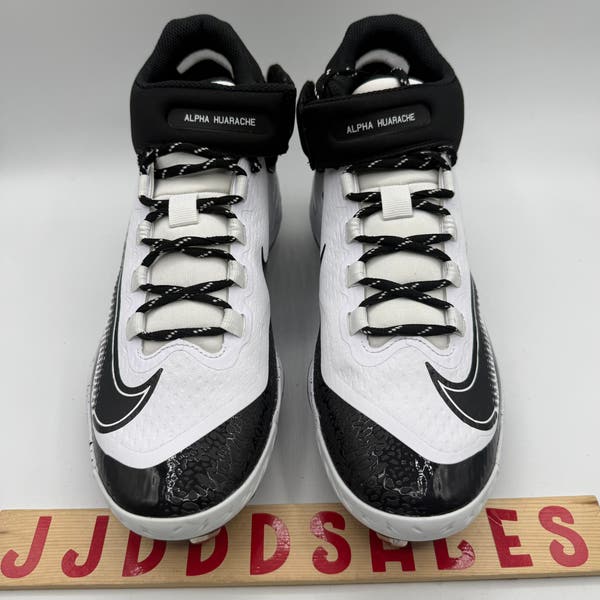 Nike Alpha Huarache Elite 4 Mid Baseball Cleats FD2744-107 White Black Men\'s 8.5 Nike Alpha Huarache Elite 4 Mid Baseball Cleats FD2744-107  main image 4