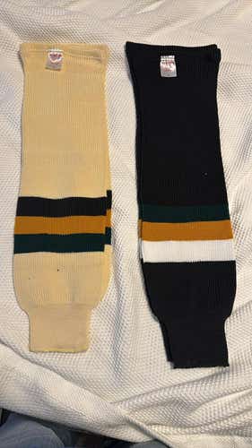 London Knights Senior Large Socks (New) - Black, Green, Gold and Ivory - Sr Size 30
