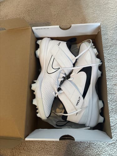White Men's Size M 9.0 (W 10.0) Adult Nike Force Zoom Trout 7 Pro High Top Molded Cleats (New)