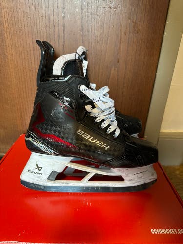 Red 2024 Bauer Supreme Shadow Hockey Skates Regular Width Pro Stock 8.5 (Used)