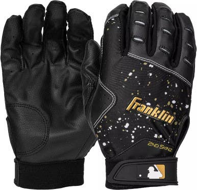 New Franklin 2ND SKINZ BB/SB Batting Gloves Black And Gold MD 11347-FRA21700F2