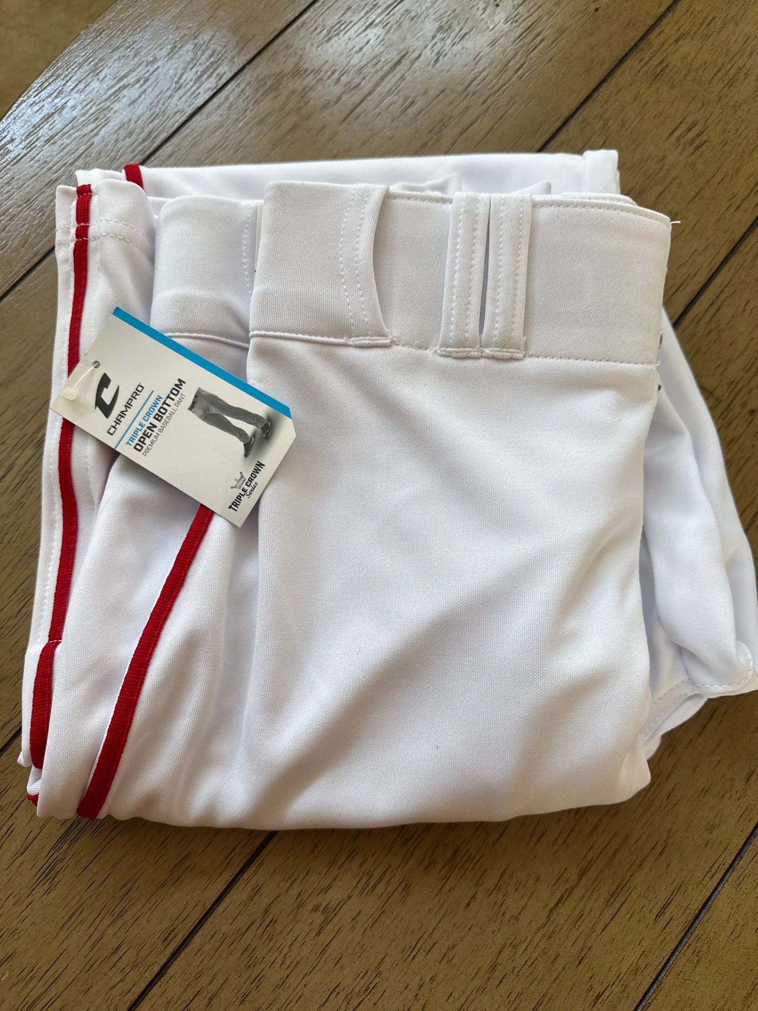 Pantalon De Baseball Champro Homme - Blanc Avec Passepoil Rouge - Taille S - Extensible