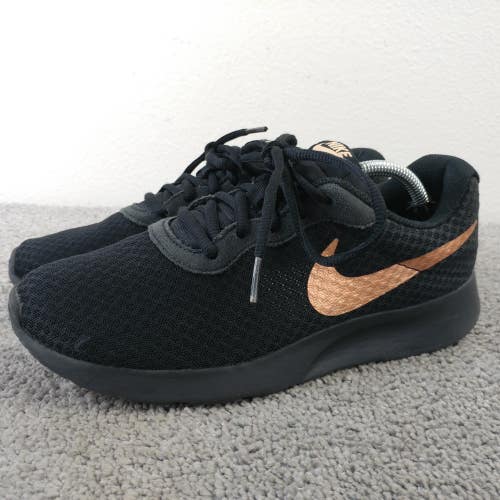 Nike Tanjun Womens Size 8 Running Shoes Black Metallic Bronze Black Sneakers