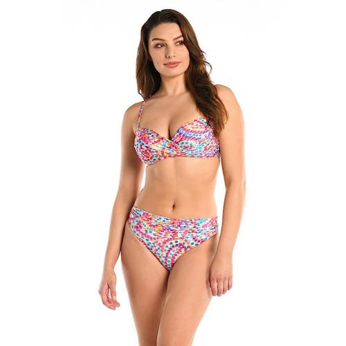La Blanca Pebble Beach Bikini Top Womens 12 Multi Wrap Bralette Swimwear DDR2513