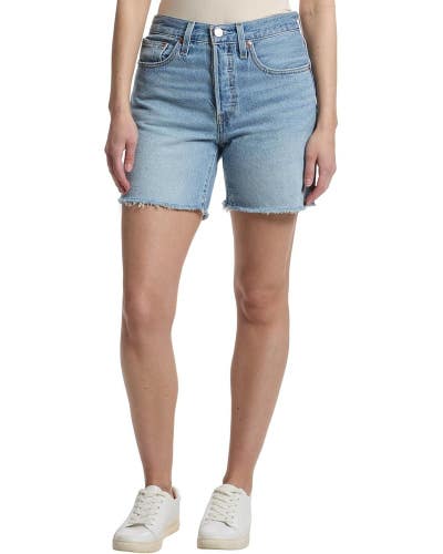 Levi's 501 Cut-Off Shorts Women's 33 Blue Denim Lightweight Mid Thigh DDR2484