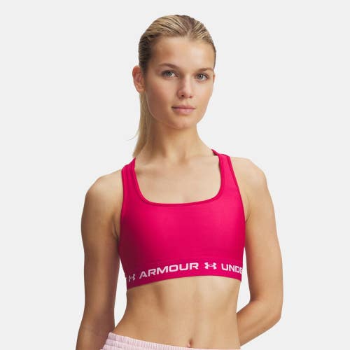 Under Armour Crossback Mid Sports Bra Women's XL Pink Stretch Activewear KFC512