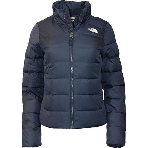 The North Face Flare II Puffer Jacket Women Large Navy Insulated Full Zip KFC602