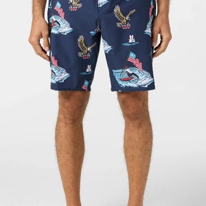 O'Neill Lennox USA Boardshorts Men 42 Navy 20" Drawstring Waist Swimwear DDR2462