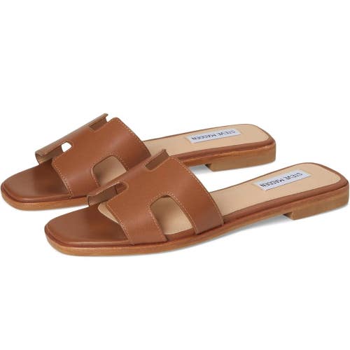 Steve Madden Hadyn HADY01S1-203 Sandals Womens 9 Cognac Leather Slip-On HAWK2656