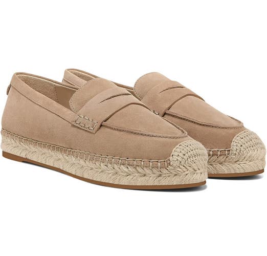 Sam Edelman Kai Loafers Women's 9 Tuscan Taupe Suede Moc Toe Espadrille HAWK3225