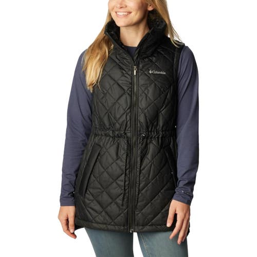 Columbia Copper Crest Vest Women's S Black Quilted Fleece Lined Full Zip KFC545