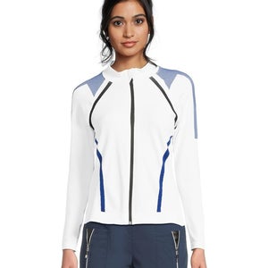 Jamie Sadock Sweater Jacket Women's Medium White Full Zip Long Sleeve DDR2437