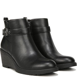 Dr. Scholl's Camille I7060S1001 Boots Womens 6 Black Leather Wedge Heel HAWK2663