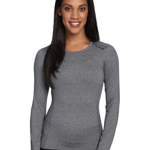 Hot Chillys Micro-Elite Chamois Base Layer Top Women M Granite Crew Neck DDR2912