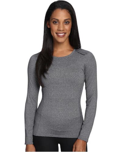 Hot Chillys Micro-Elite Chamois Base Layer Top Women M Granite Crew Neck DDR2912