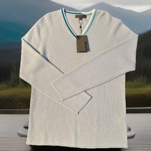 g/Fore Golf Sweater Baja Blue White Aqua Mens medium New W/ tags $295 100% Wool
