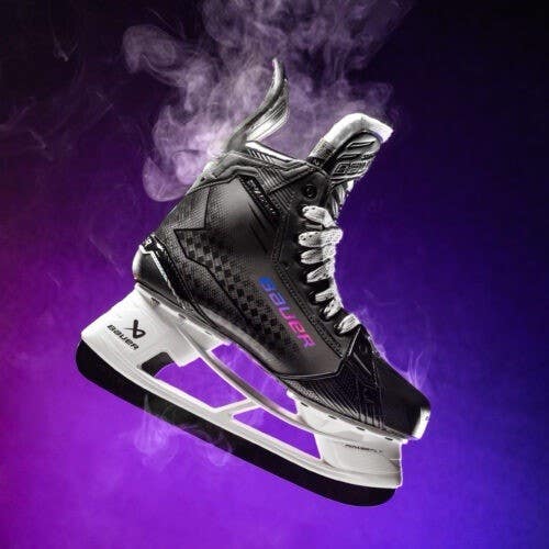 New Bauer Supreme Shadow Ice Hockey Skates 12 Fit 2 Black Fly-Ti Steel Include