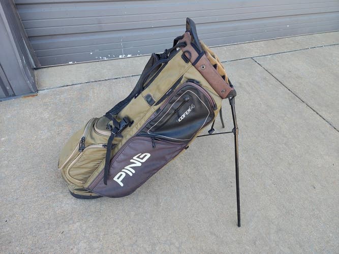 Ping Hoofer 14 Divider  Dual Strap Stand Bag Brown/Gray w Raincover