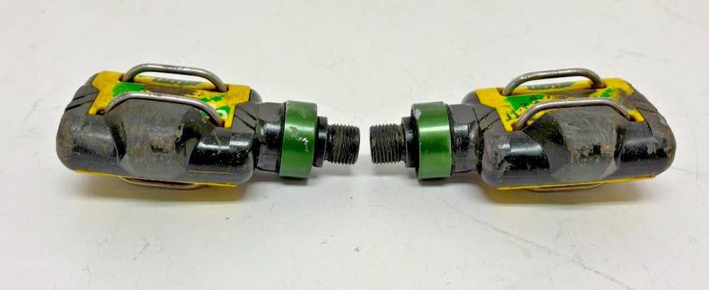Vintage 1990s TIME ATAC MTB Clipless Mountain Bike Pedals Green/Yellow/Black