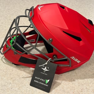 All Star Catcher's Mask - MVP PRO LT Headgear Scarlet Red Intermediate 7 - 7 1/2 (New)