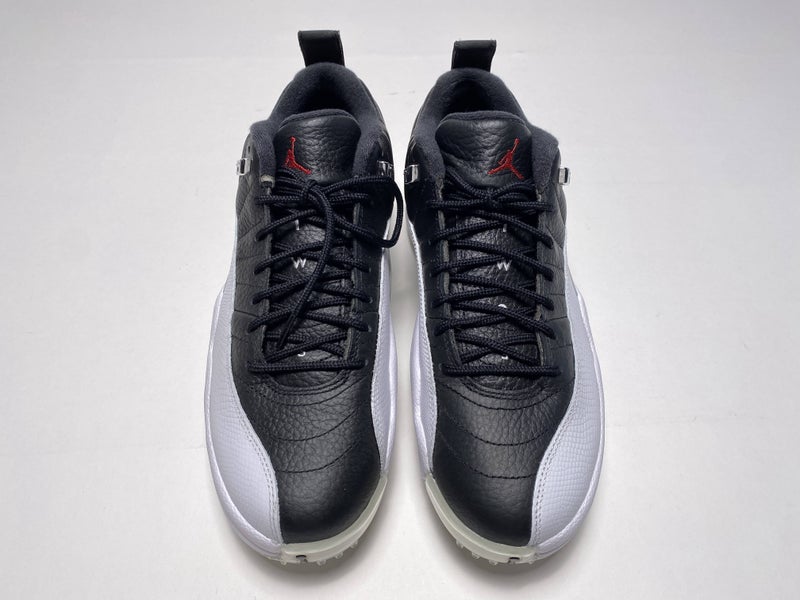 Jordan 12 Low Golf Playoff Shoes Black White Men's SZ 9.5