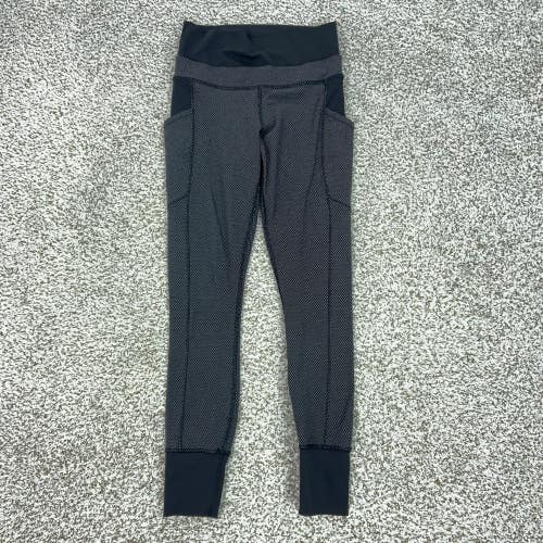 Lululemon Pants Womens Small Black Geometric High Rise Ankle Leggings Pockets