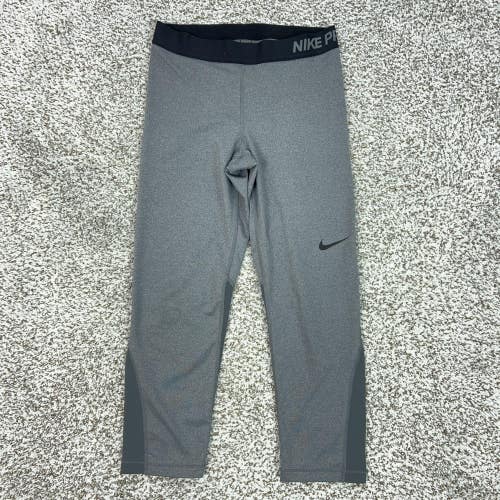 Nike Pro Pants Womens Medium Gray Compression Leggings Dri-FIT Running Athletic