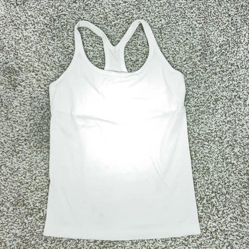 Lululemon Tank Top Womens 12 B/C White Ribbed Racerback Ebb To Street Bra Gym