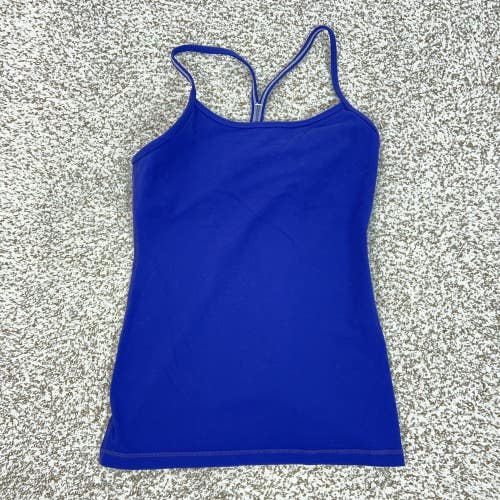 Lululemon Tank Top Womens 8 Blue Built In Bra Camisole Yoga Gym Workout Athletic