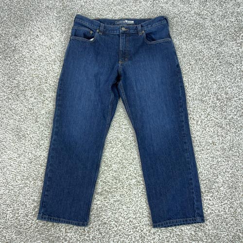 Carhartt Jeans Mens 35x28 Blue Relaxed Fit Straight Denim Workwear Dark Wash